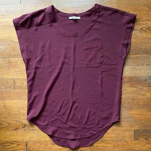 Burgundy blouse, cap-sleeved, size M